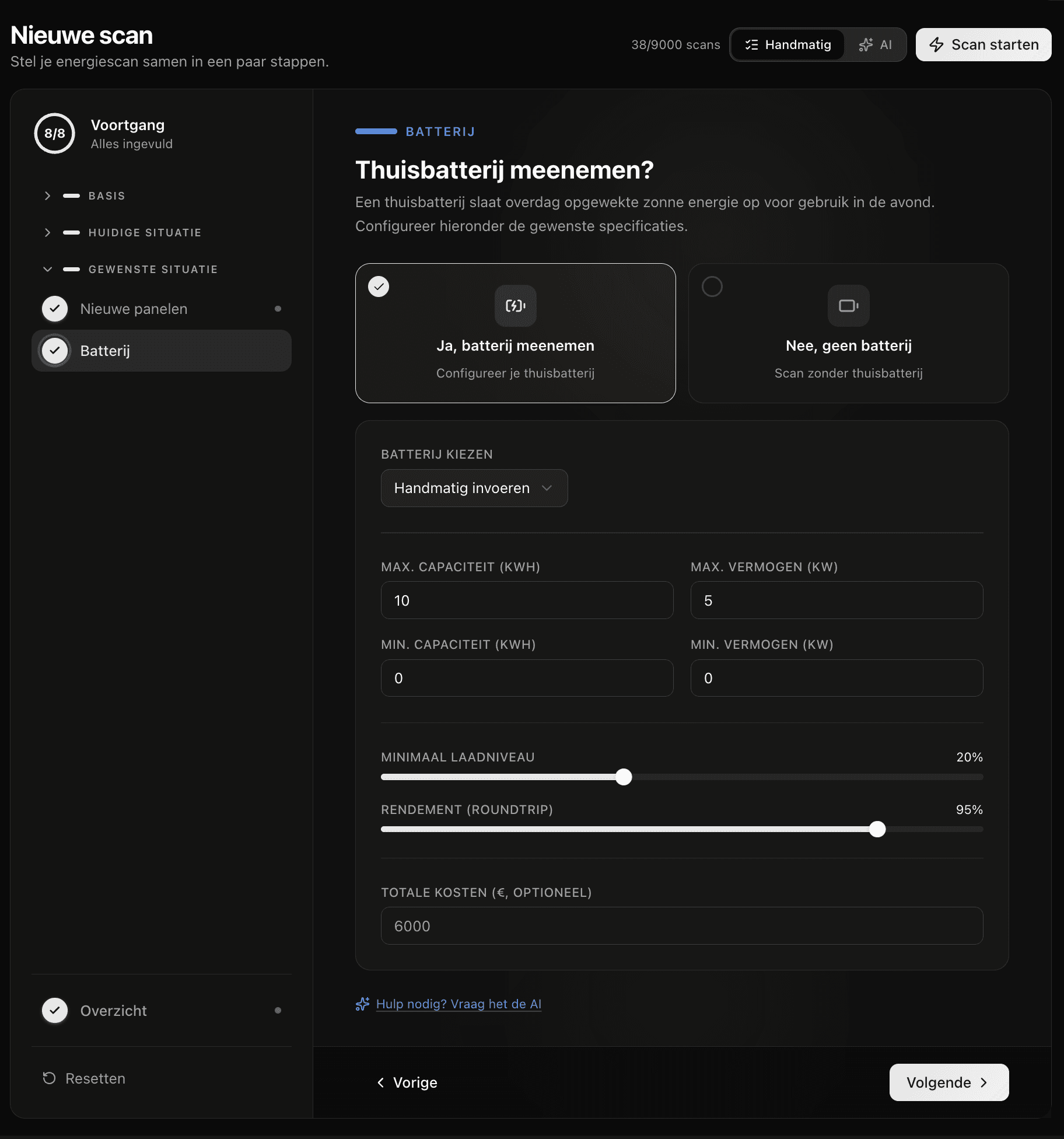 Thuisbatterij configureren